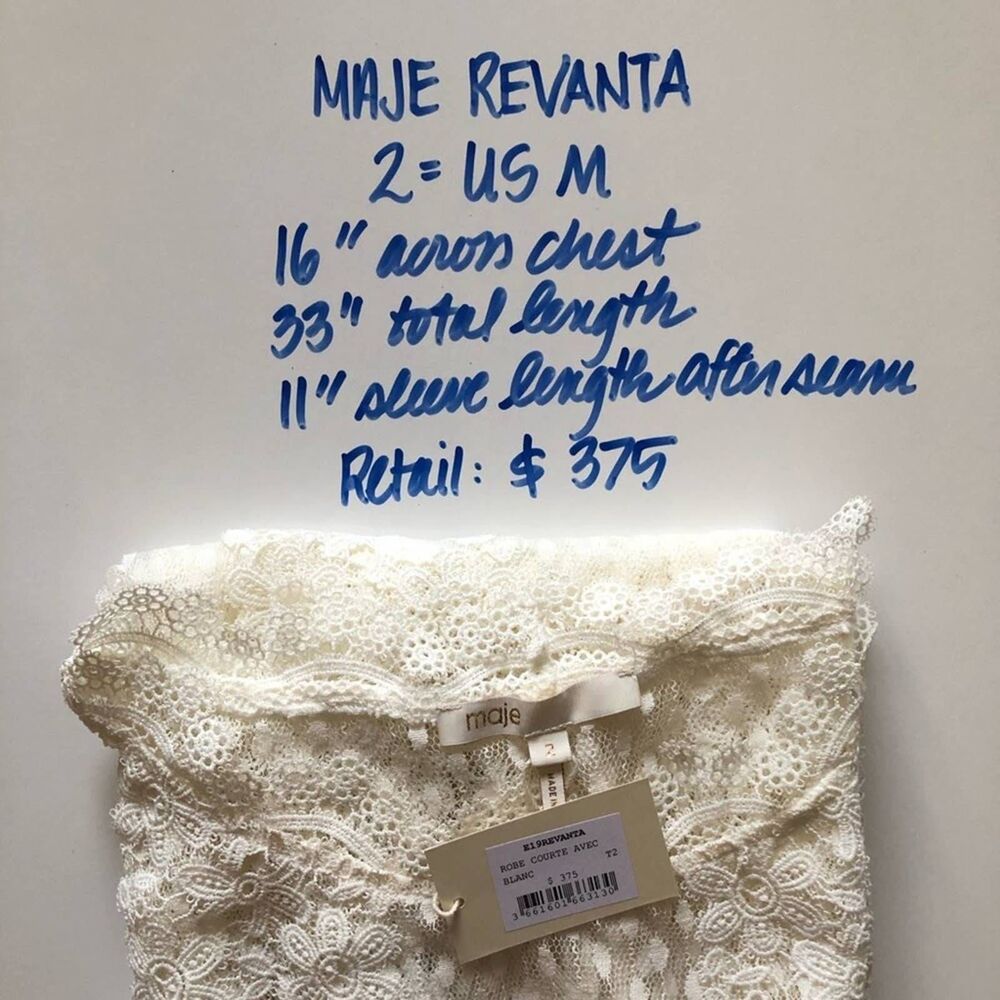 NEW Maje Revanta Ivory Lace Mini Dress 2 - Picture 11 of 12